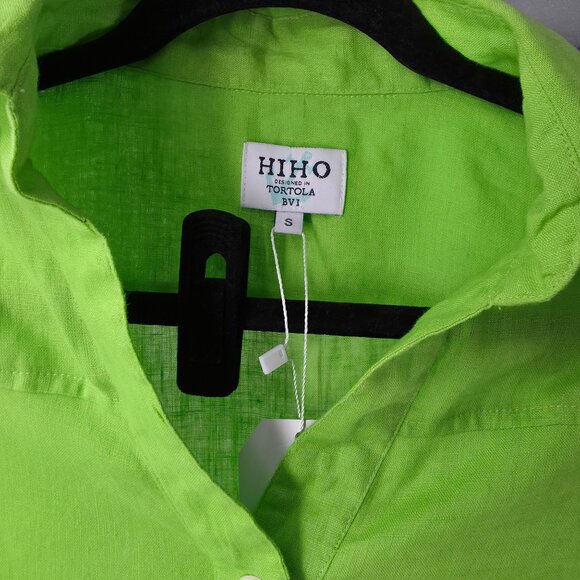 Hiho Sophia Dress Lime Green Linen Shirt Dress S - Picture 3 of 10